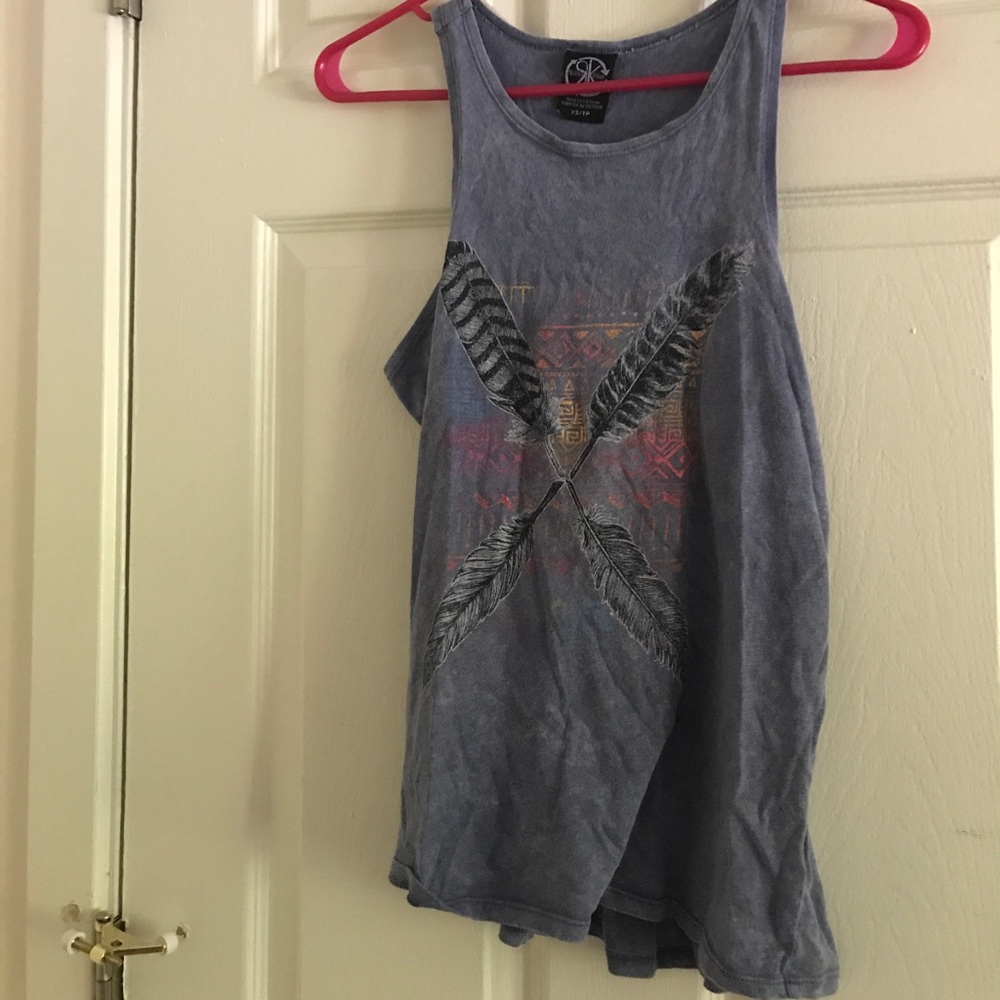 Feather printed tank top by RecycledKarma!